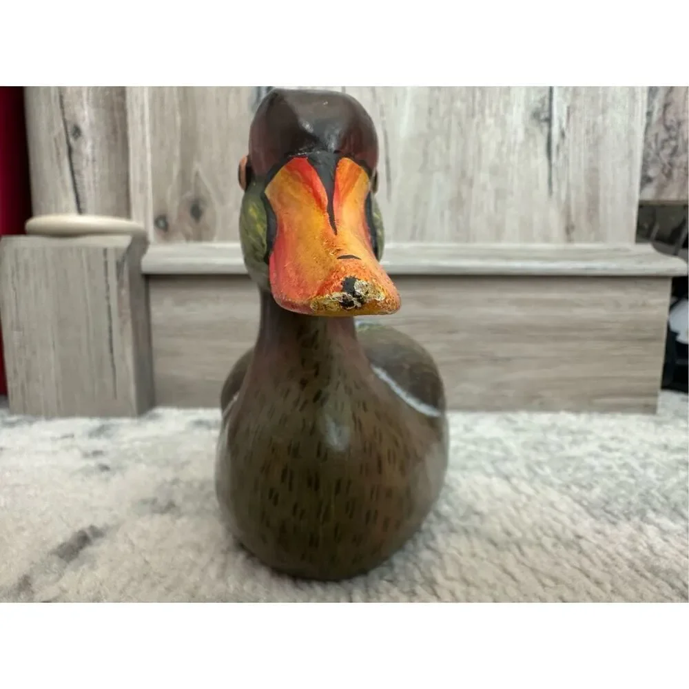 Vintage Handpainted Wooden Carbed Decoy Decor